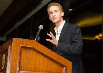 Michael Kaufman, son of Pamela, at the memorial service